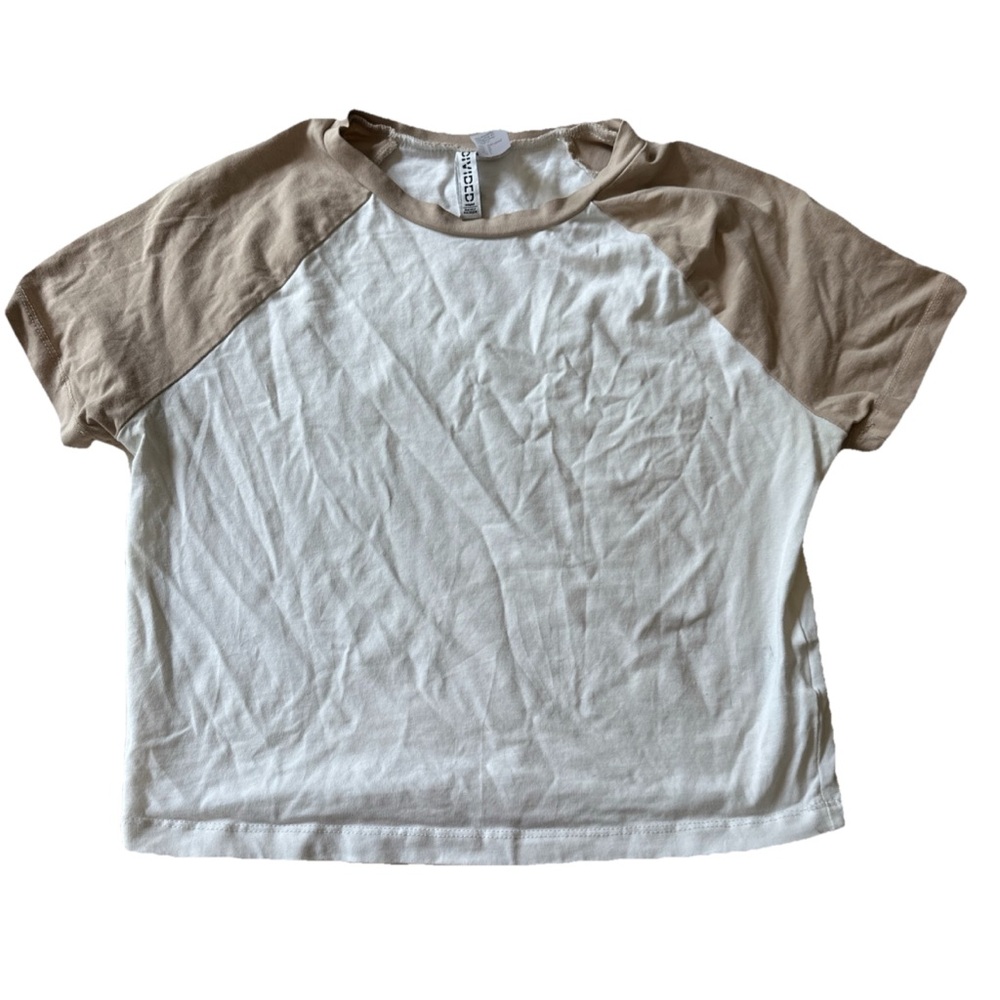 H&M Cream and Tan Raglan Tee